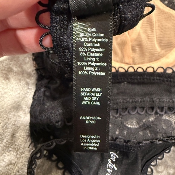 New! SET For Love and Lemons Faye Lace Underwire Bra Panty Black 31280 - Picture 11 of 12